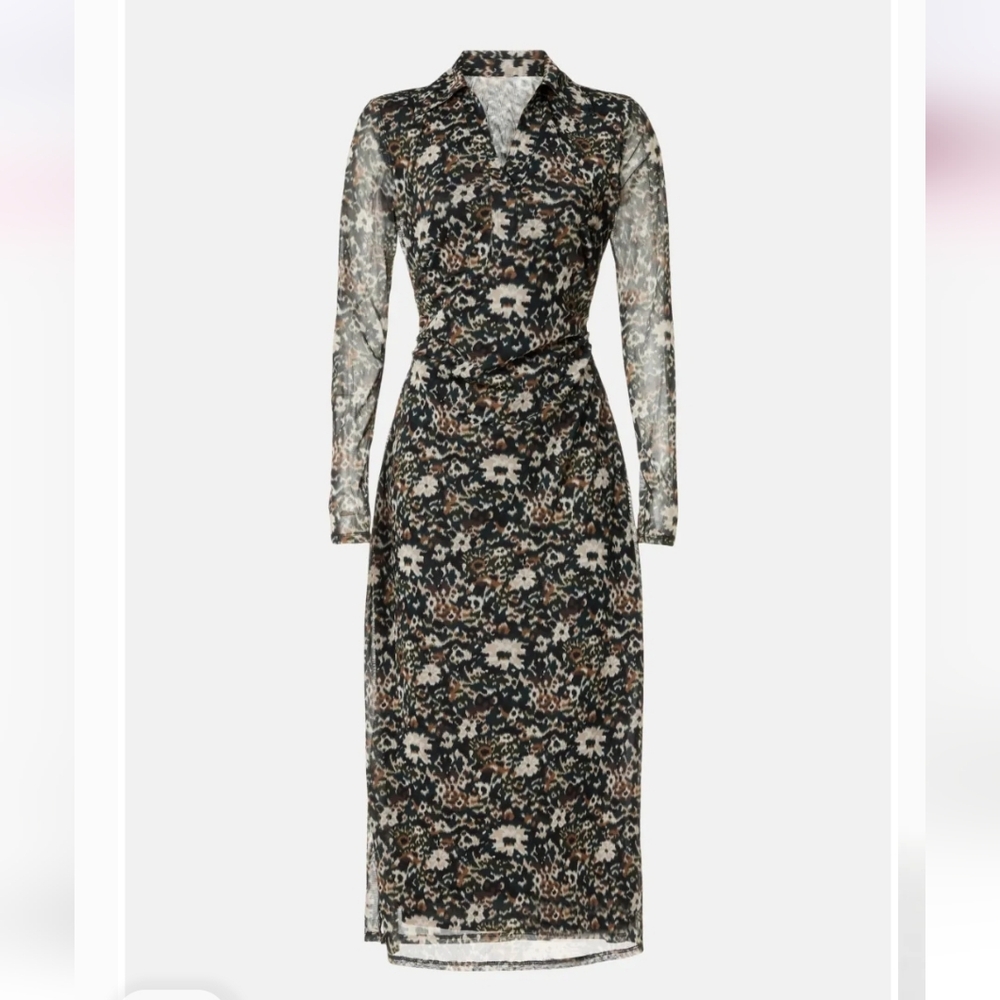 Madewell Floral Long Sleeve Polo Midi Dress Size XS